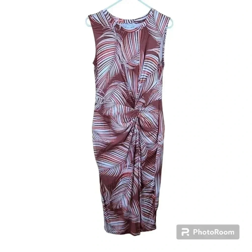 Liz Claiborne palm leaf dress with side knot